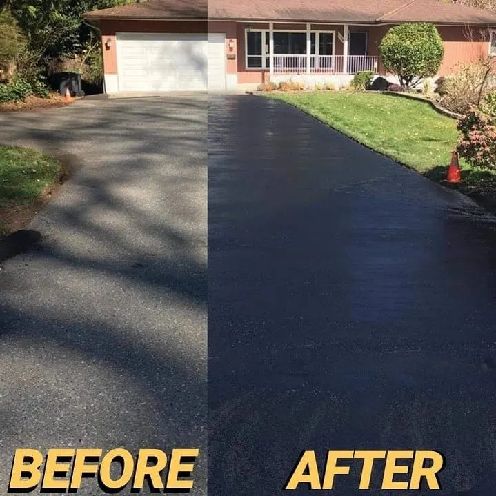 Asphalt Seal Coating Before and After